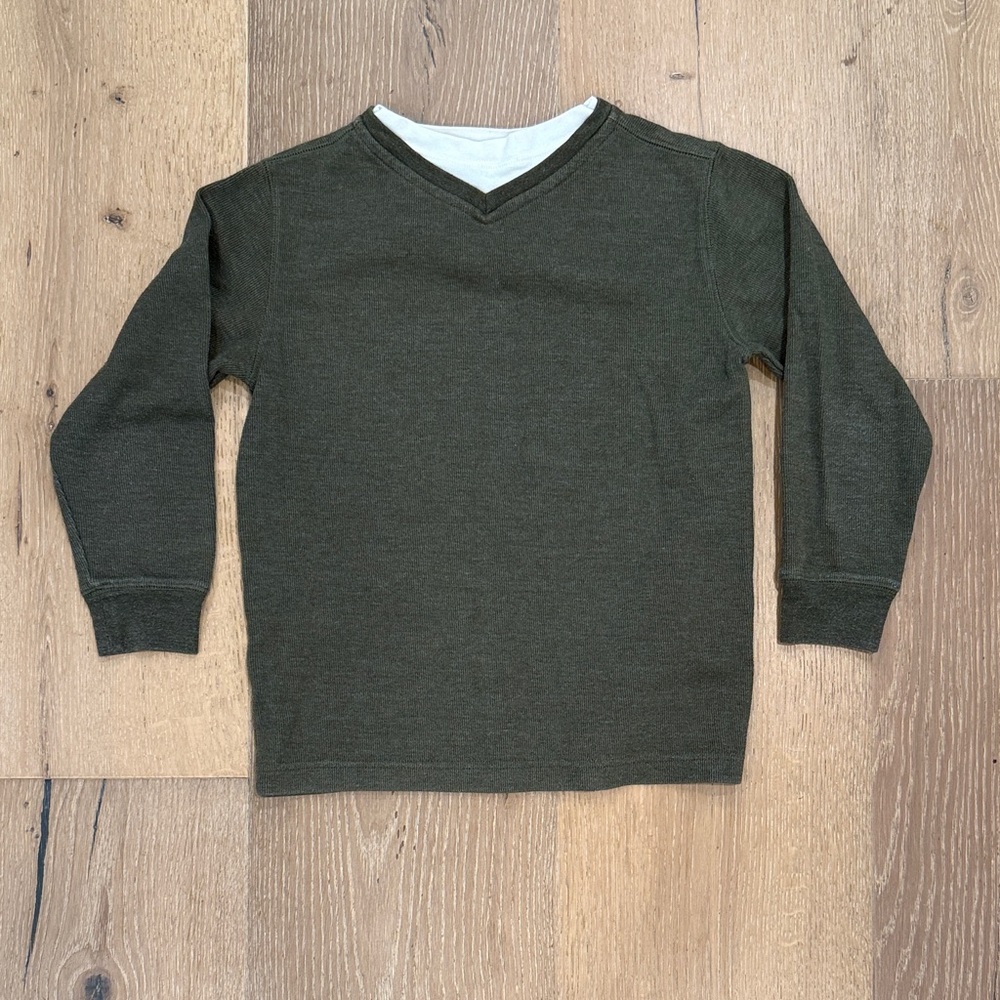 Class Club Kids V-Neck Dark Green Long Sleeve Tee